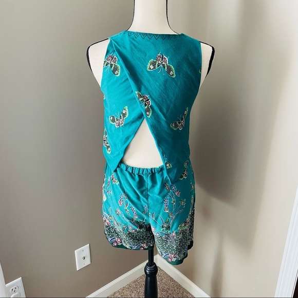 Elevenses By Anthro. Papillion Romper Green Sz XS - Picture 3 of 15